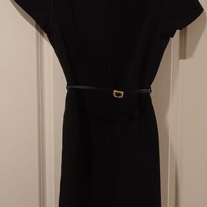 H&M Black and Gold Sheath Dress with Cap Dolman Sleeves